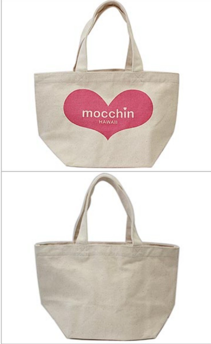 Hawaii　mocchin モッチン キャンバスハンドバッグ ミニトートバッグ Sサイズ　ロゴ：ナチュラル×ブラック 新品未使用品　送料無料