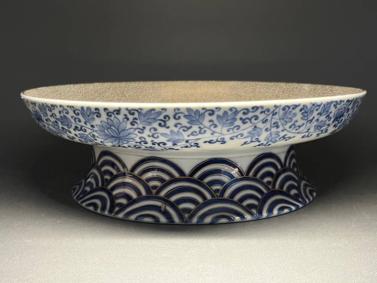 古美術 深川製 能楽染錦 高脚皿 日本伝統工芸 美術品 細密絵付 古美術 深川製 能楽染錦 高脚皿 日本伝統工芸 美術品 細密絵付