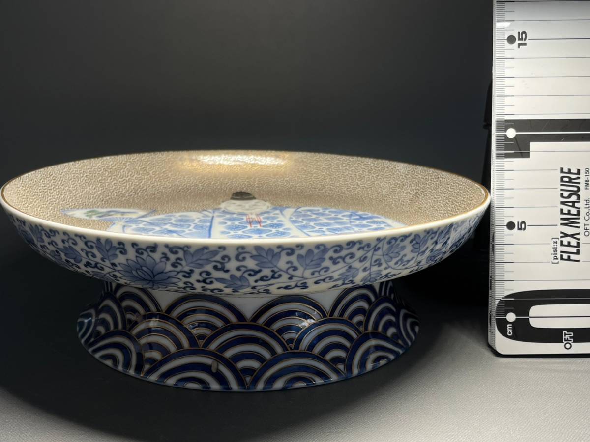 古美術 深川製 能楽染錦 高脚皿 日本伝統工芸 美術品 細密絵付 古美術 深川製 能楽染錦 高脚皿 日本伝統工芸 美術品 細密絵付