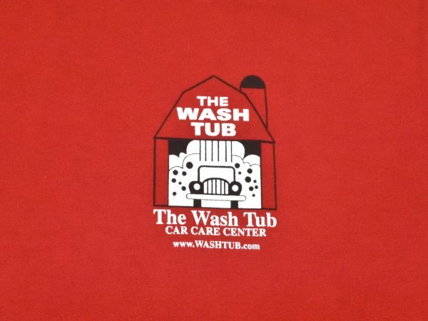 USA古着 THE WASH TAB社 ロゴ Tシャツ sizeM 赤 レッド 企業 会社 ウォッシュタブ カーウォッシュ アメリカ アメカジ JERZEESの画像3