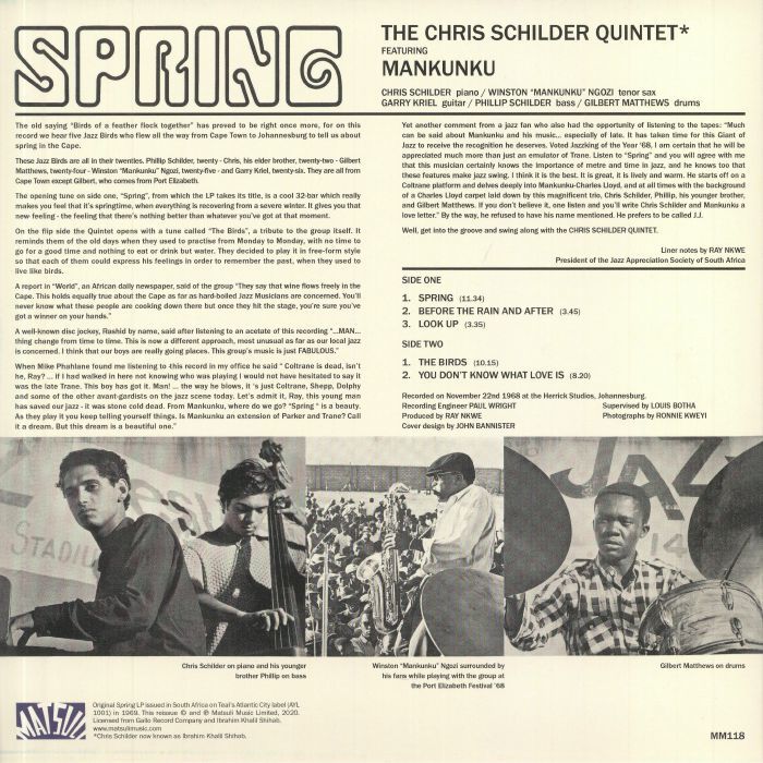 Ibrahim Khalil Shihab Quintet (=Chris Schilder Quintet) Featuring Mankunku - Spring 限定リマスター再発アナログ・レコード