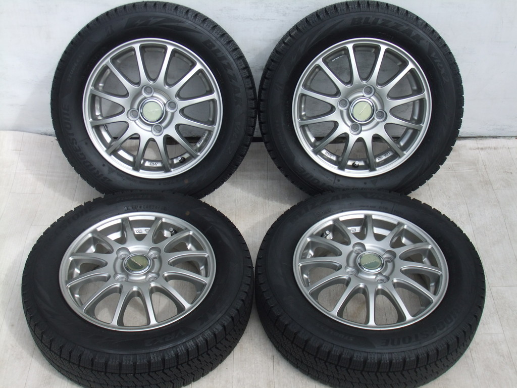 ECO FORME ムーヴ ミラ パレット MRワゴンR アルト ライフ EKワゴン 4.00B 100 +43 2018年製 イボ付 VRX2 155/65R13 4本 E06_画像1