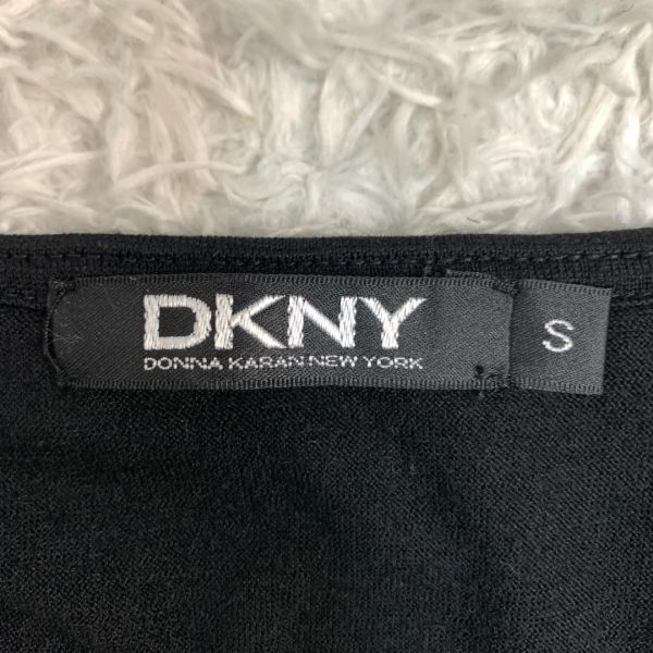 ディーケーエヌワイ ダナキャラン ウール長袖ワンピース ブラック DKNY フェルトモチーフ有 カジュアル ゆったり感 裾光沢感有 S B2648の画像8