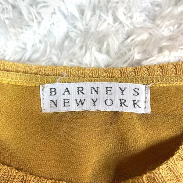 BARNEYS NEWYORK レイヤードニットカットソー バーニーズニューヨーク マスタードイエロー 黄色 半袖 レーヨン ナイロン M B3122_画像4