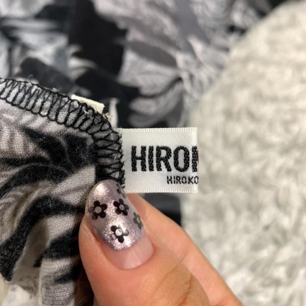 ヒロコビス 総柄コットンレース 半袖チュニック ブラック系 HIROKO BIS カジュアル タック入り ポケット無し 透け感無し 11 B3195_画像7