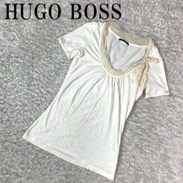HUGO BOSS Hugo Boss лента cut and sewn белый короткий рукав хлопок полиуретан шелк XS B3227