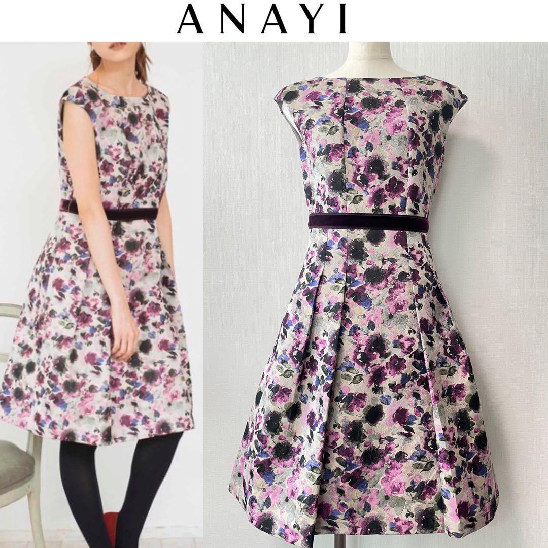 割引価格 美品◇アナイ ANAYI 花柄 フラワージャガードタック