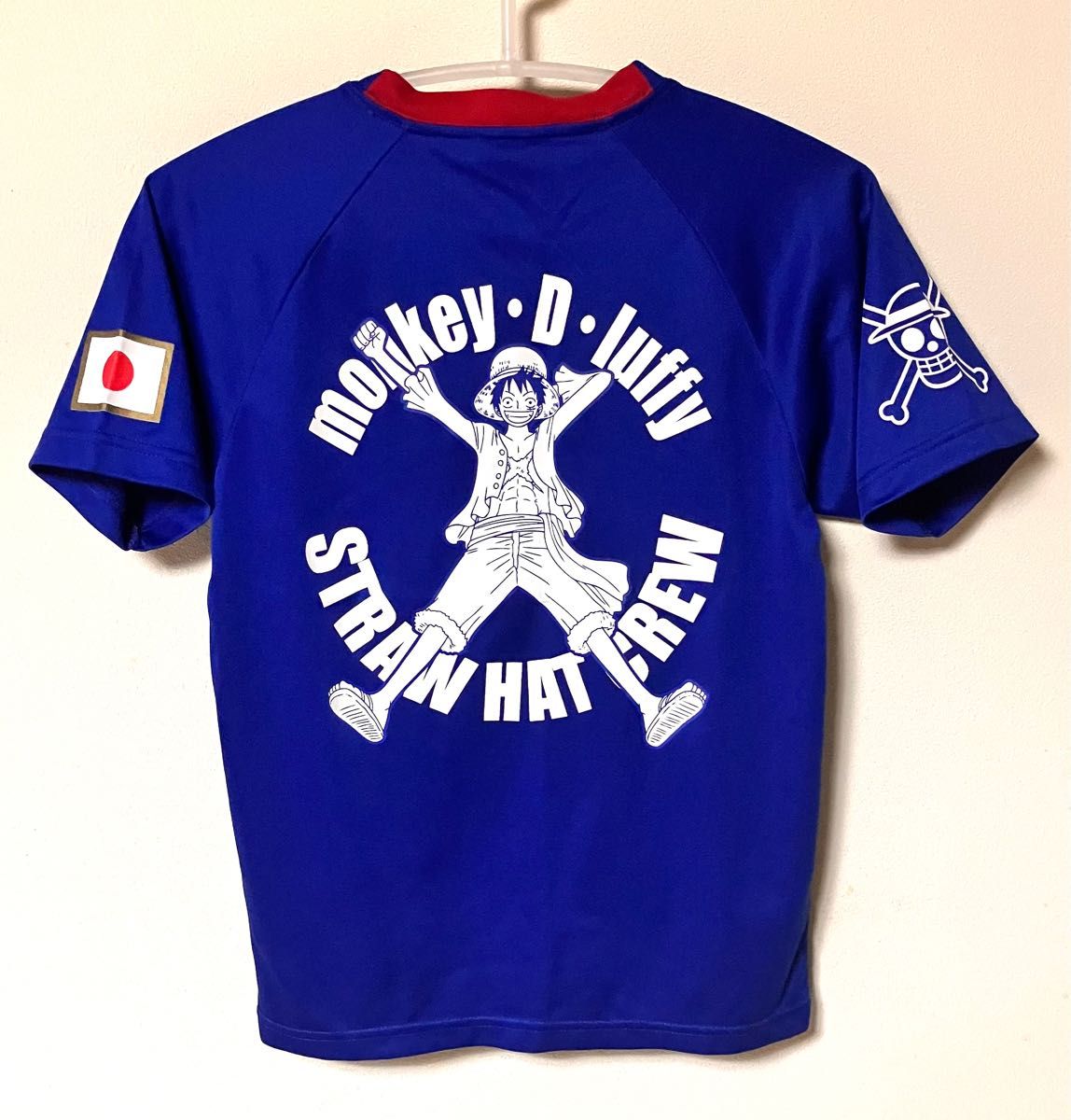 激レア！ サッカー 日本代表 ワンピース ルフィ コラボ Tシャツ 2009 JFA 半袖Tシャツ ユニフォーム風素材