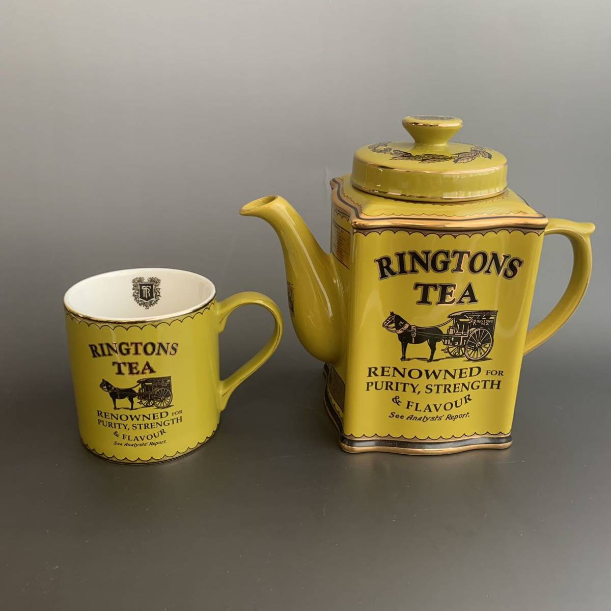 希少】リントンズ 限定生産 Ringtons 紅茶缶型 ティーポット+マグ