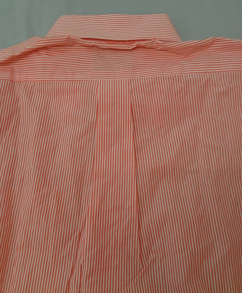 23区　半袖ボタンダウンシャツ　オレンジ×ホワイト　ストライプ柄　サイズ46　メンズ　01_画像3