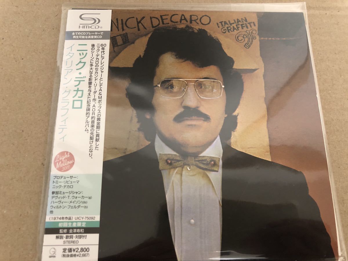 SHM-CD 紙ジャケ ニック・デカロ イタリアン・グラフィティ NICK DECARO Italian Graffiti 紙ジャケット 帯付 高音質 _画像1