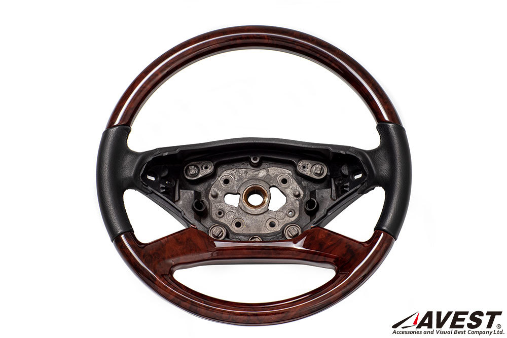  Mercedes Benz W221 latter term S Class steering gear steering wheel wood combination walnut × black leather normal type parts interior 