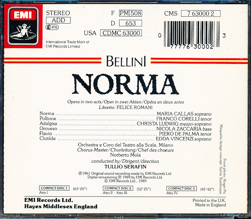 西独盤　ベルリーニ　歌劇「ノルマ」　カラス／セラフィン　3CD_画像2