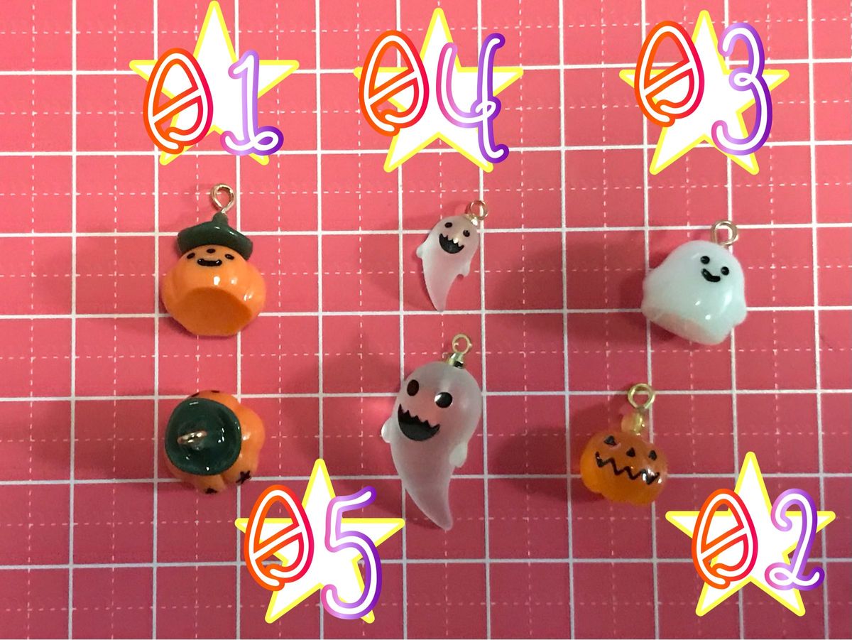 ハロウィンチャーム かぼちゃ オバケ ジャックオーランタン カン付き パーツ ハンドメイド  アクセサリー HELLOWEEN