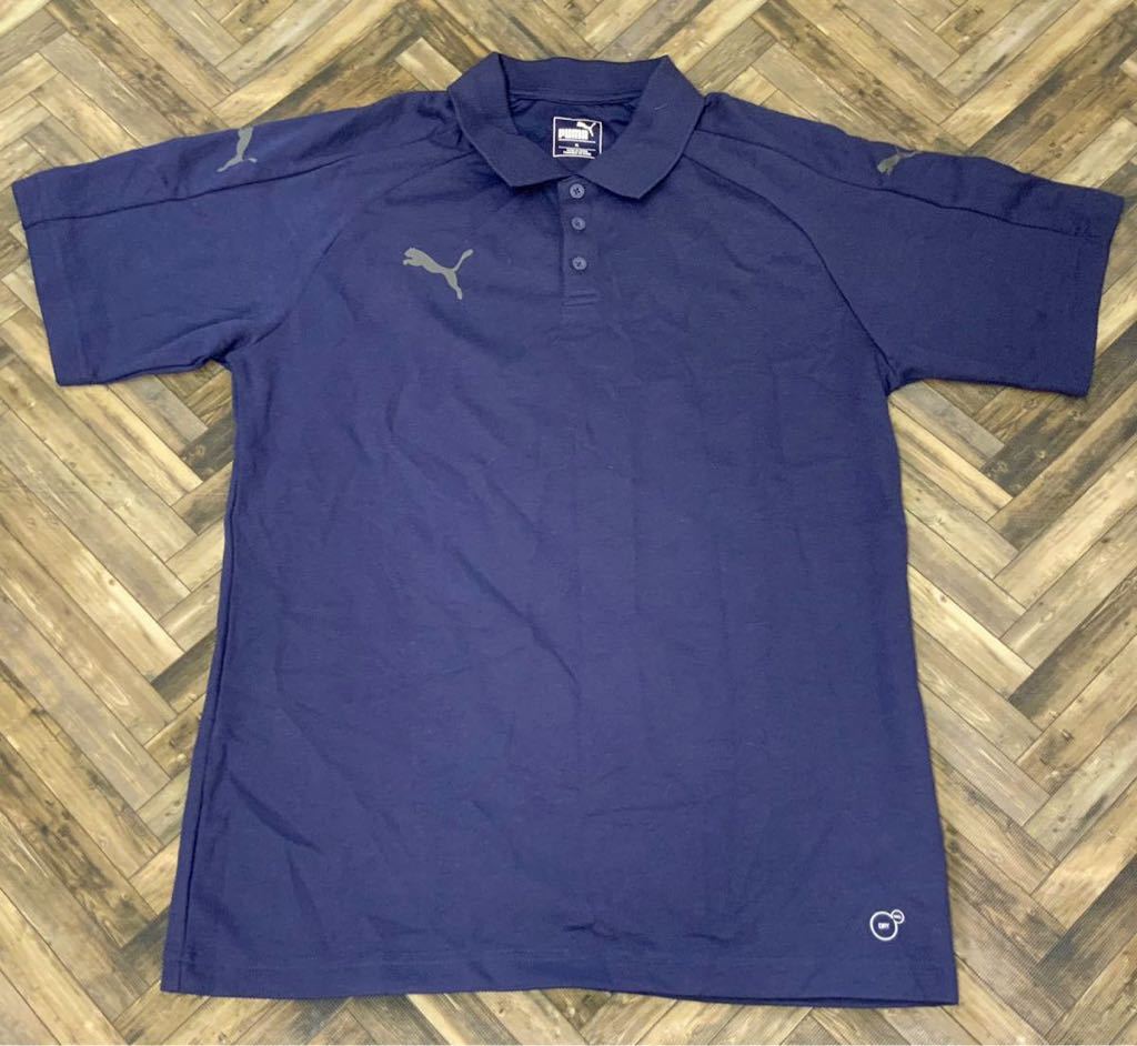 美品 PUMA プーマ 半袖 ポロシャツ ゴルフシャツ DRY CELL メンズ XLサイズ ネイビー ドライ素材 大きいサイズの画像1