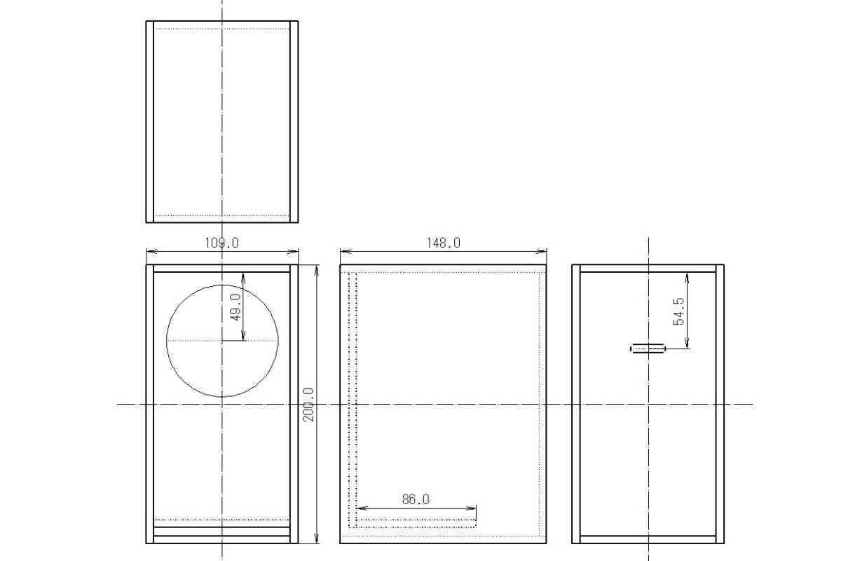 【5.5M2010JLC】 5.5mm厚 MDF ブックシェルフ形状 バッフル板奥配置 前面スリットバスレフ型 エンクロージャー 組立 キット_画像2