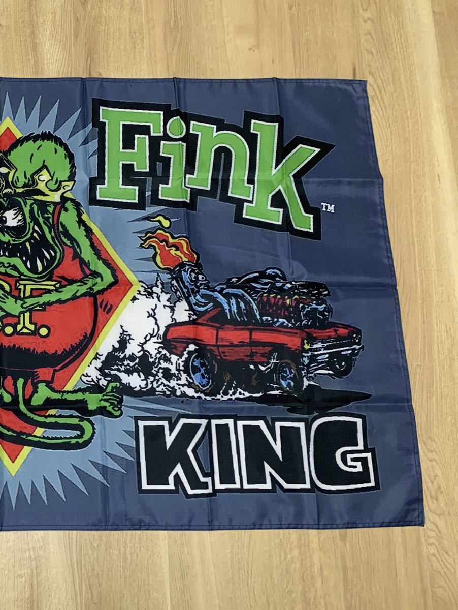 ラットフィンク 特大フラッグ バナー 約150×90cm タペストリー 旗 ガレージ装飾 アメリカン ホットロッド ロードキング ratfink_画像4