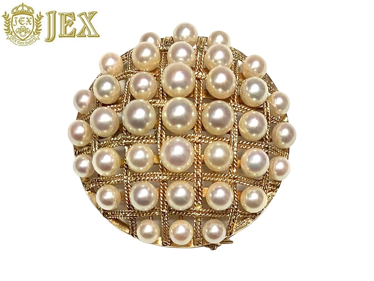 Akoya Pearl K14 Akoya pearl brooch NO.127844