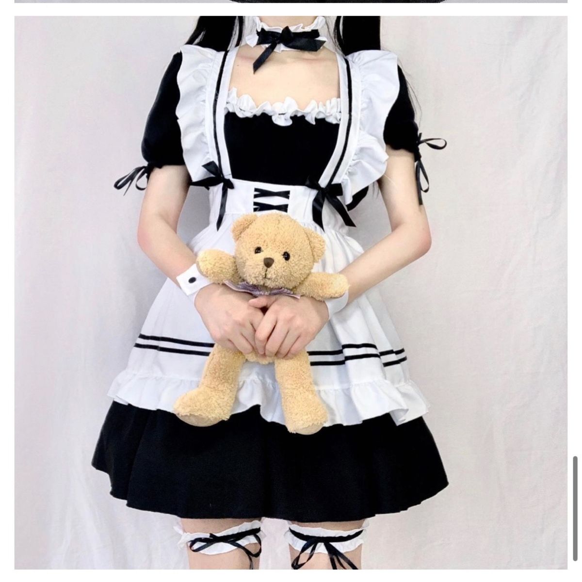 メイド服 ハロウィン ゴスロリ 萌え コスプレ ロリータ 6点セット  Lサイズ