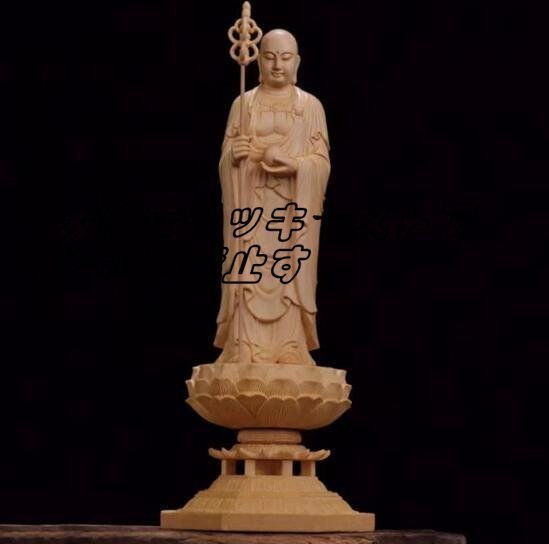 強くお勧め 木彫仏像 仏教美術 精密細工 高品質 仏師で仕上げ品 地蔵菩薩立像 高さ43cm F1721