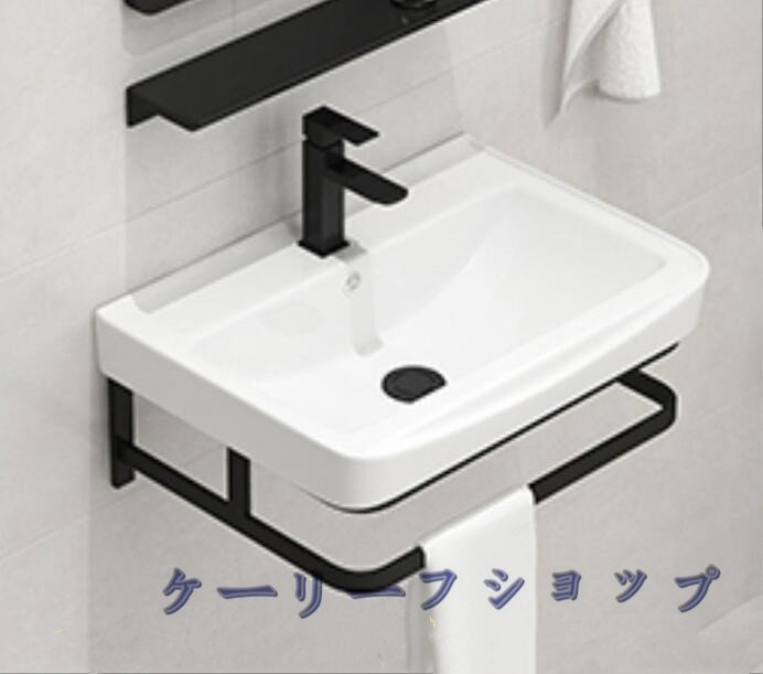 壁掛け式 洗面ボウル 手洗い器 小型洗面所 洗面ボール 浴室 洗面台セット シンク タオルハンガー付き 手入れが簡単