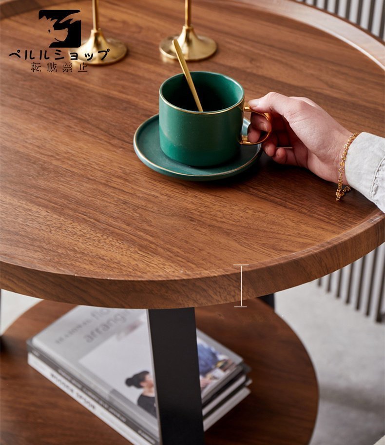 高級家具 サイドテーブル 丸形 別荘 卓 ナイトテーブル リビング 北欧 木製 コーヒーテーブル 贅沢_画像6