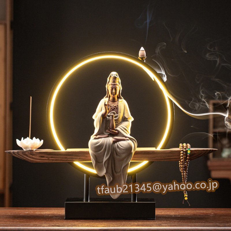 禅の置物 玄関リビング観音仏像陶器の町家アイデア逆流香 装飾品 工芸品 仏教美術