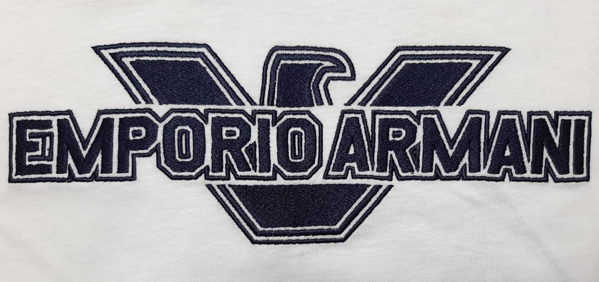 [新品]EMPORIO ARMANI シグネチャーの刺繍ロゴ入り【メンズ・ジャージ半袖Tシャツ】◆2023年春夏モデル サイズ：XL(52相当) ◆色：白の画像6