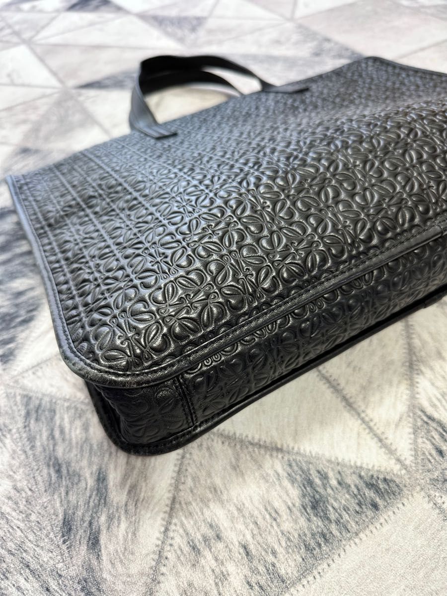 Xmas秋冬アイテム!【LOEWE銀座購入】メンズLOEWEリピート アナグラム黒レザー ビジネスバッグ ブリーフケース ロエベ