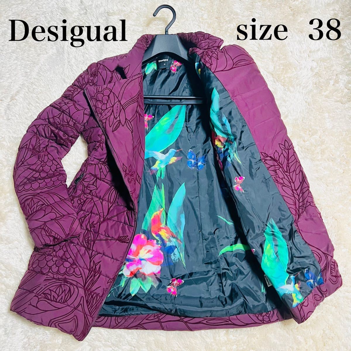 格安販売中 Desigual デシグアルPADDED LONG OVERCOAT ボルドー M