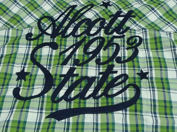 新品ALCOTTアルコット半袖カスタムチェックワークシャツMグリーン背面刺繍ワッペン付き\10450_画像8