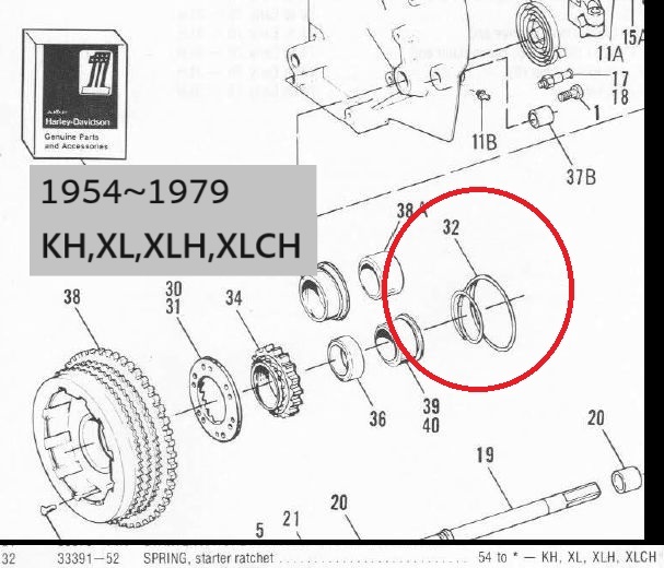 アイアン スポーツスター キック スターター ラチェット スプリング 1954-79 KH XL XLH XLCH MID-USA 33391-52 71518_画像1