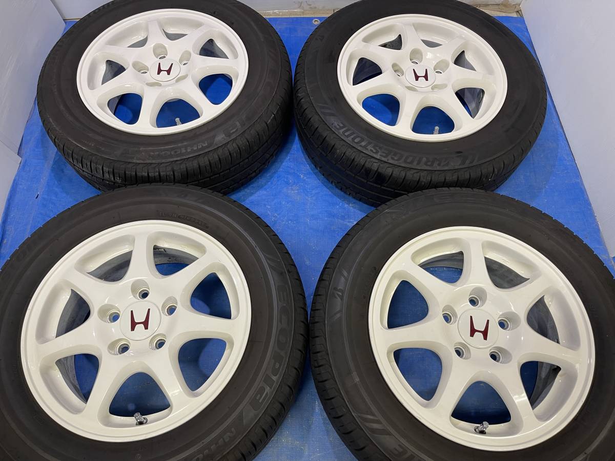 ■美品ホンダシビックEK9タイプR純正アルミホイール195/65R15ブリヂストンECOPIA NH100チャンピオンシップホワイト(インテグラDC2_画像1