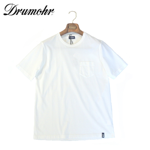 【定価1.2万・新品・XL】Drumohr（ドルモア）コットンメリヤス クルーネックポケットTシャツ ホワイト DTJF000