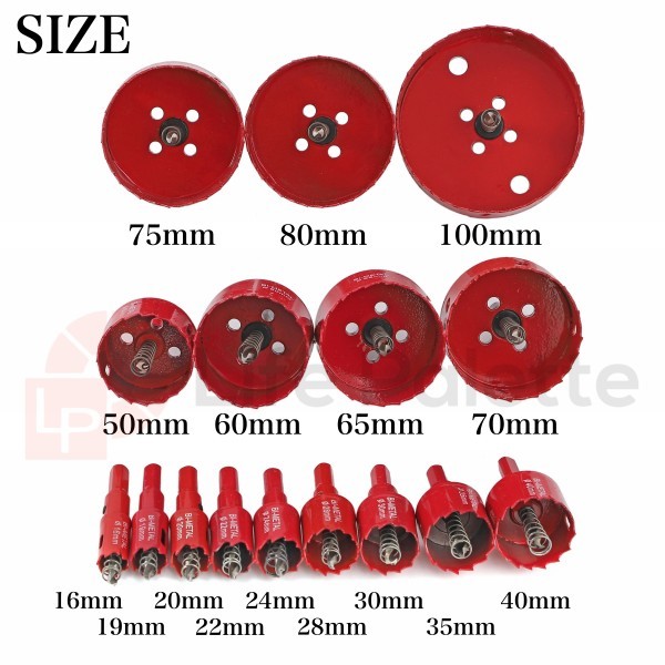 即決 お得な16点セット バイメタルホールソー 直径16～100mm 超硬ホルソー 木工穴開け 工具ドリルビット 鉄工キリ 刃 電動ドリル 穴あけ_画像5
