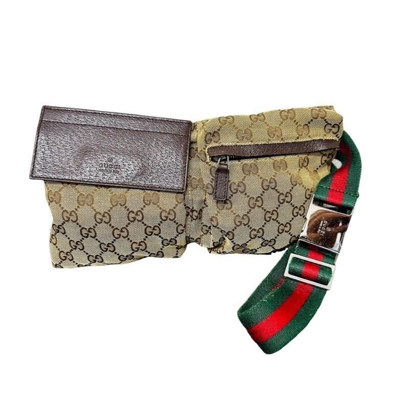 GUCCI グッチ ボディバッグ 28566 シェリーライン GGキャンパス×レザー 本体のみ 【中古】 K2309K149_画像1