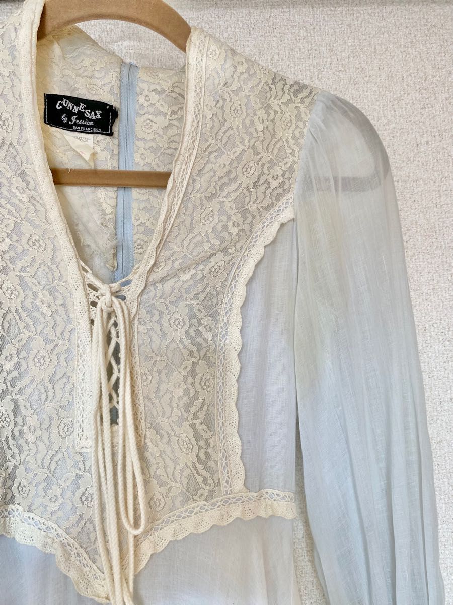 【黒タグ】GUNNE SAX ガニーサック 水色のヴィンテージワンピースドレス