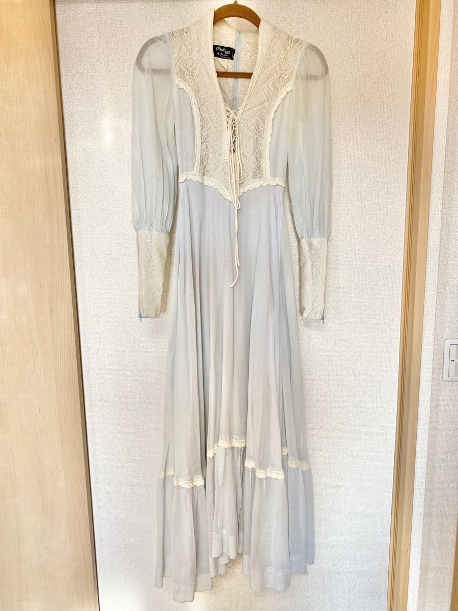 【黒タグ】GUNNE SAX ガニーサック 水色のヴィンテージワンピースドレス