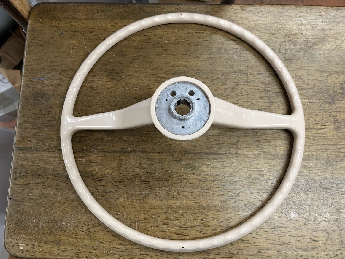 空冷 旧ビートル カルマンギア 1960~1974 白 ステアリング 15.5インチ 400mm 復刻リプロ品 フォルクスワーゲン クラッシックビンテージの画像4
