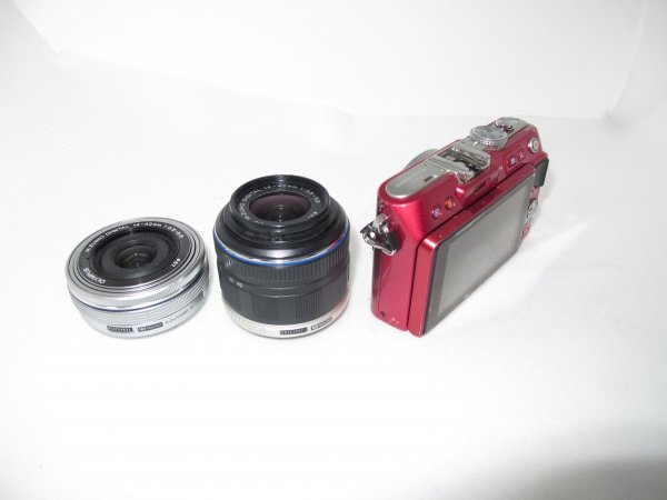 OLYMPUS ミラーレス一眼 PEN Lite E-PL3 ダブルレンズセット レッド E