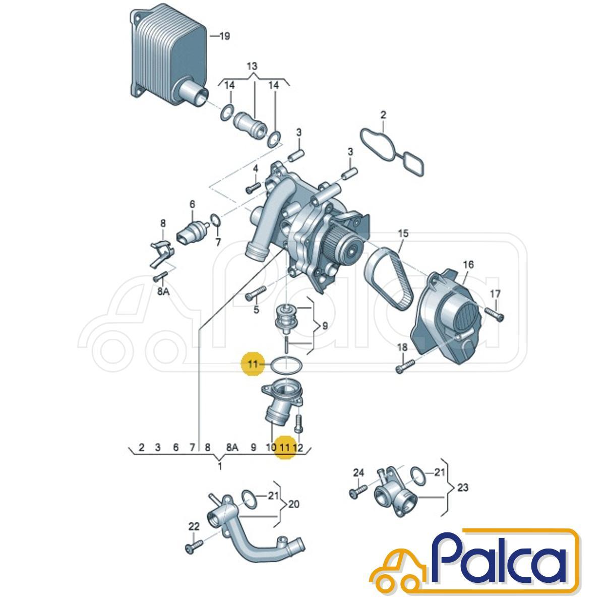 VW サーモスタット ハウジング Oリング パサート/36 シロッコ シャラン/7N ティグアン/5N 1.8FSI 2.0TFSI 2.0TSI 2.0GTi_画像2