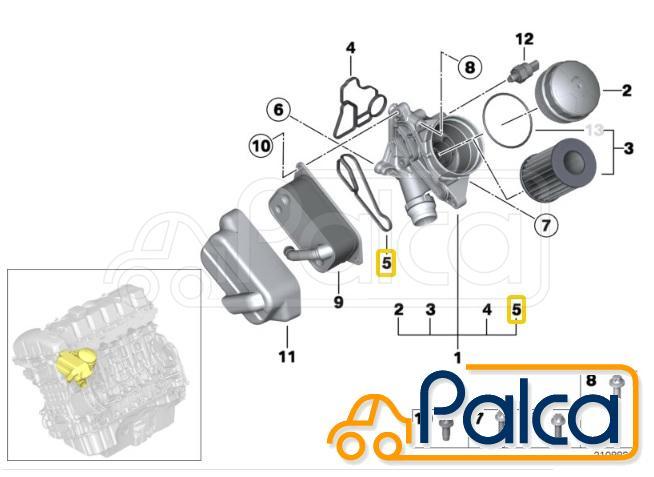 BMW オイルクーラーガスケット/シール F07,F10,F11 E63,E64 E65,E66 F01/F02 X1/E84 X3/E83 X3/F25 X4/F26 X5/E70_画像2