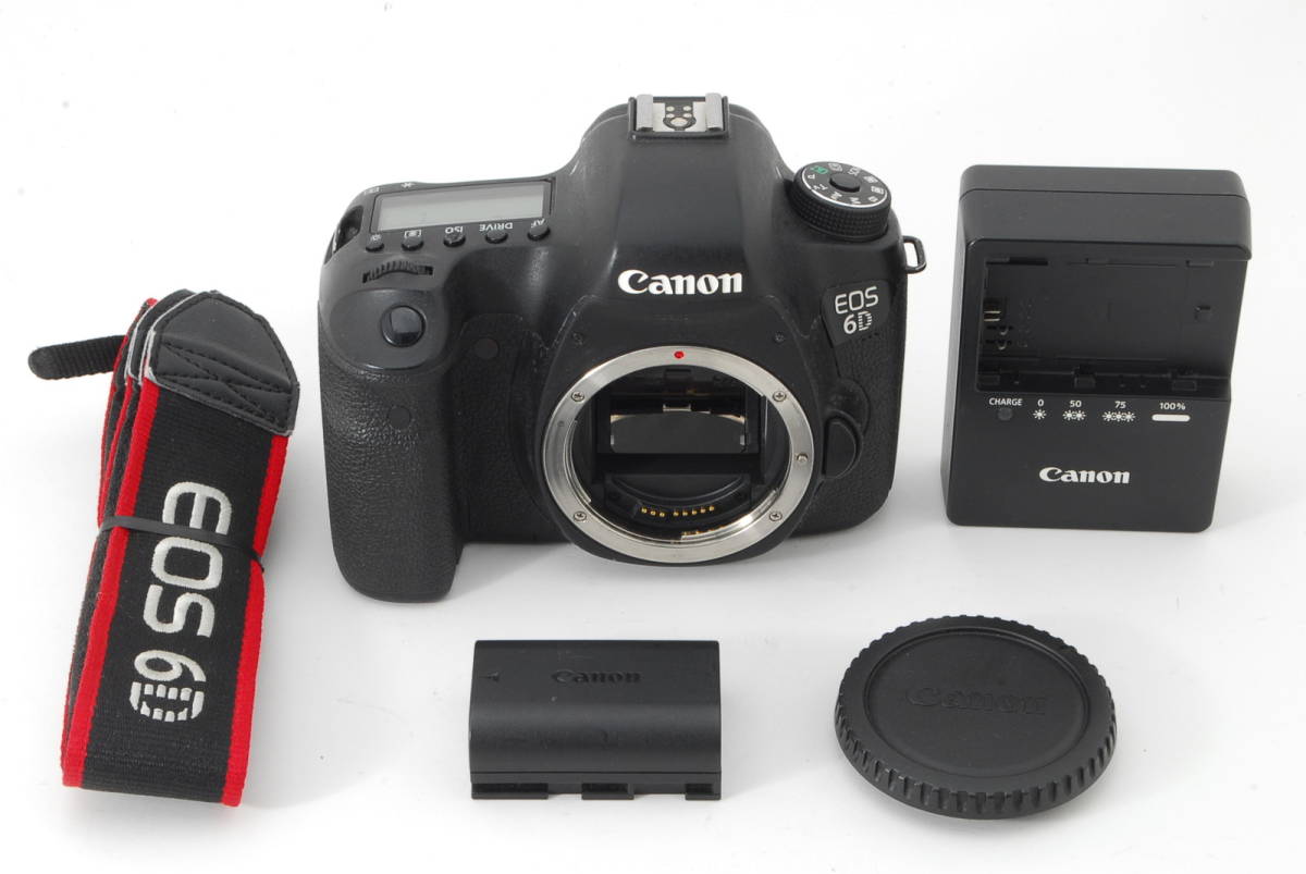 【S数僅少】【たった753回】Canon EOS 6D ボディ 動作も写りもOKです。概ねキレイです。ボディキャップ、バッテリー、充電器、ストラップ付
