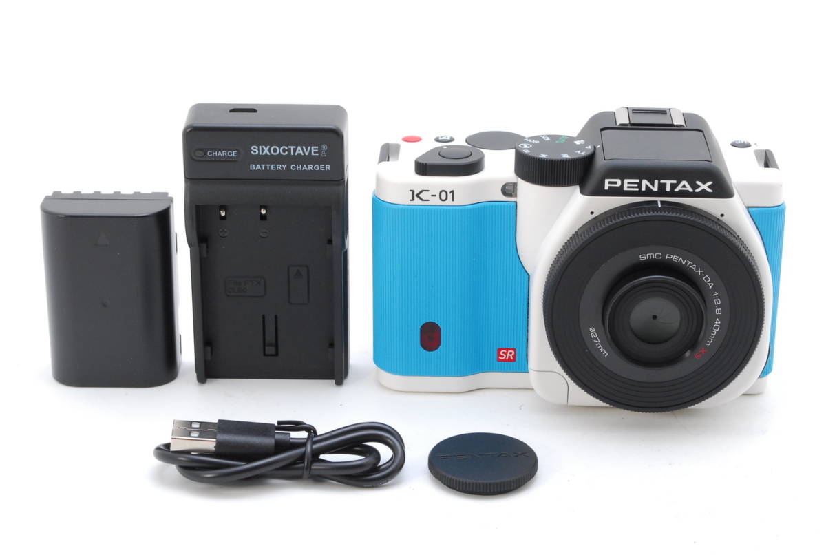 【日本未発売】 レンズキット(smc K-01 PENTAX PENTAX-DA40mmF2.8 動作も写りもOKです。概ねキレイです。レンズ前キャップ、バッテリー、充電器付き XS) ペンタックス