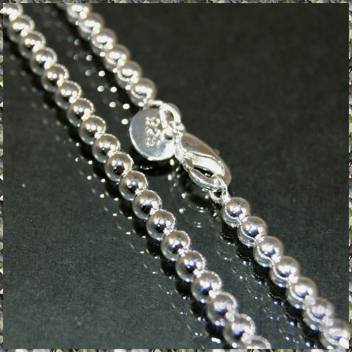 [NECKLACE] 925 Sterling Silver Plated シルバー 球体 ラウンド ボール チェーン ネックレス φ3.8x470mm (13g)_画像2