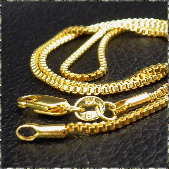 [NECKLACE] 18K Gold Filled ゴールド ボックス ベネチアン チェーン ロング オペラ ネックレス 1.4x770mm (5.5g) 【送料無料】_画像3