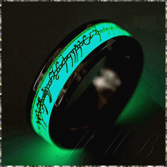 [RING] Glow in the Dark The Lord of the Rings 暗闇で光る 夜光 Gold Letter ロード・オブ・ザ・リング レプリカ リング 26号 (送料無料)_画像2