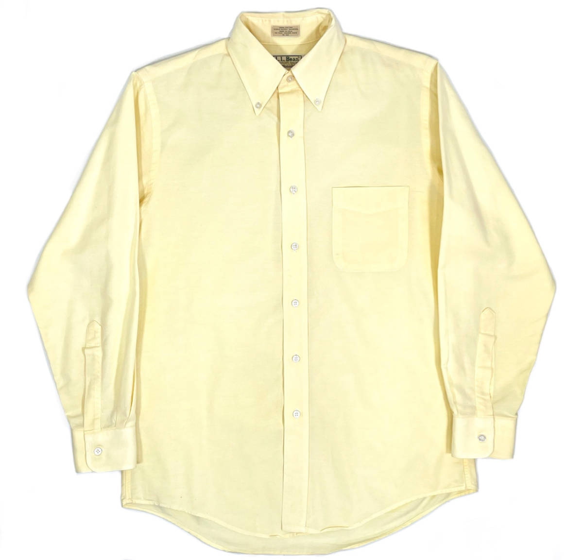 ほぼデッド USA製 1980s L.L.Bean L/S cotton shirts M程度 Yellow ヴィンテージエルエルビーン コットン長袖シャツ イエロー