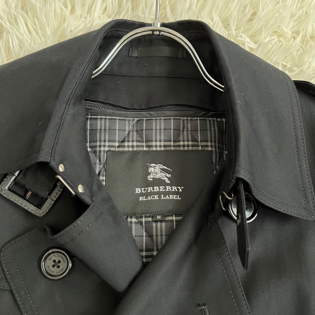 美品　BURBERRY BLACK LABEL トレンチコート M チェック ライナー ベルト バーバリーブラックレーベル　黒