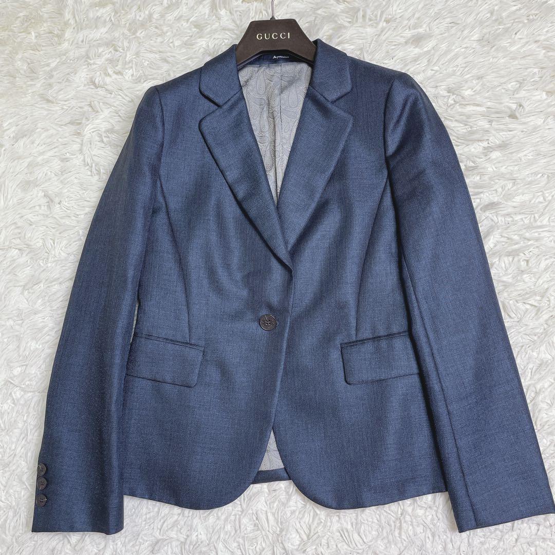 新品同様 Aquascutum セットアップ スーツ 光沢 ペイズリー柄